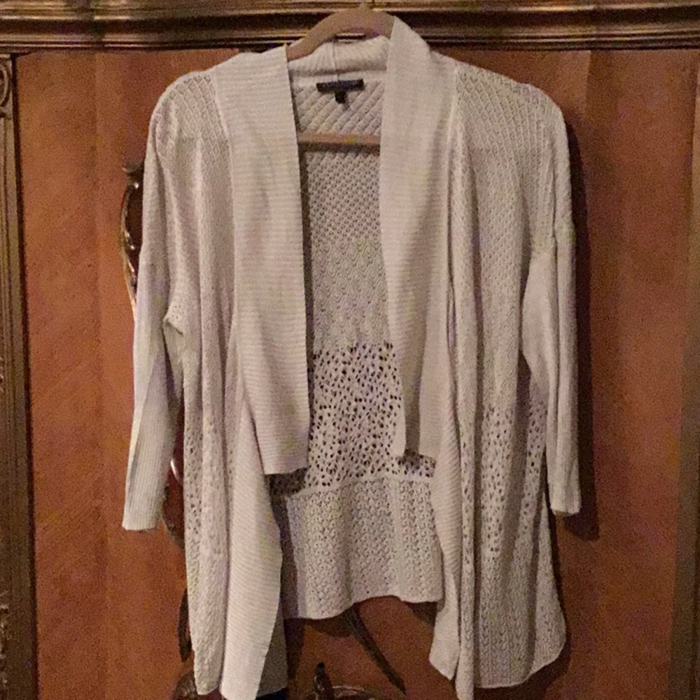 Eileen Fisher Ivory Lightweight Silk Blend Draped Cardigan
